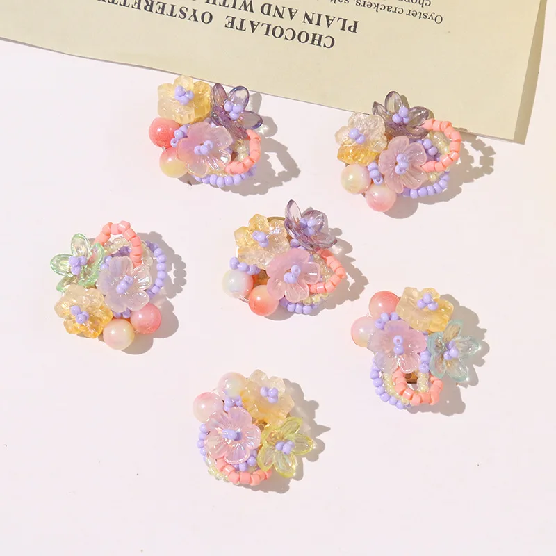 New Spring Beads Beaded Cluster Button Flatbacks 4pcs Wholesale DIY Sewing Embellishment for Decoration Accessory
