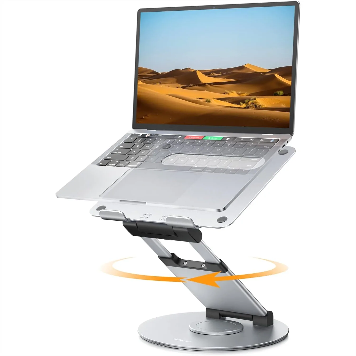 

Telescopic 360 Rotating Laptop Stand for Desk with Height Adjustable Swivel Pull Out Design Ergonomic Riser for 10-17" Laptops