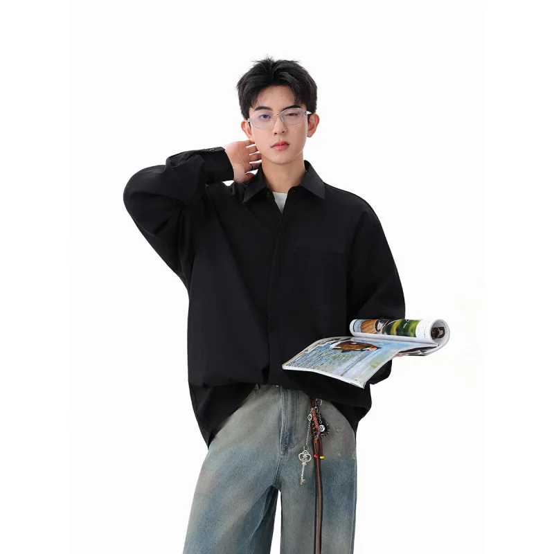 【Mirrordust】2025 herfst Koreaanse stijl effen kleur jas casual zakelijk non-stretch knoop revers shirt