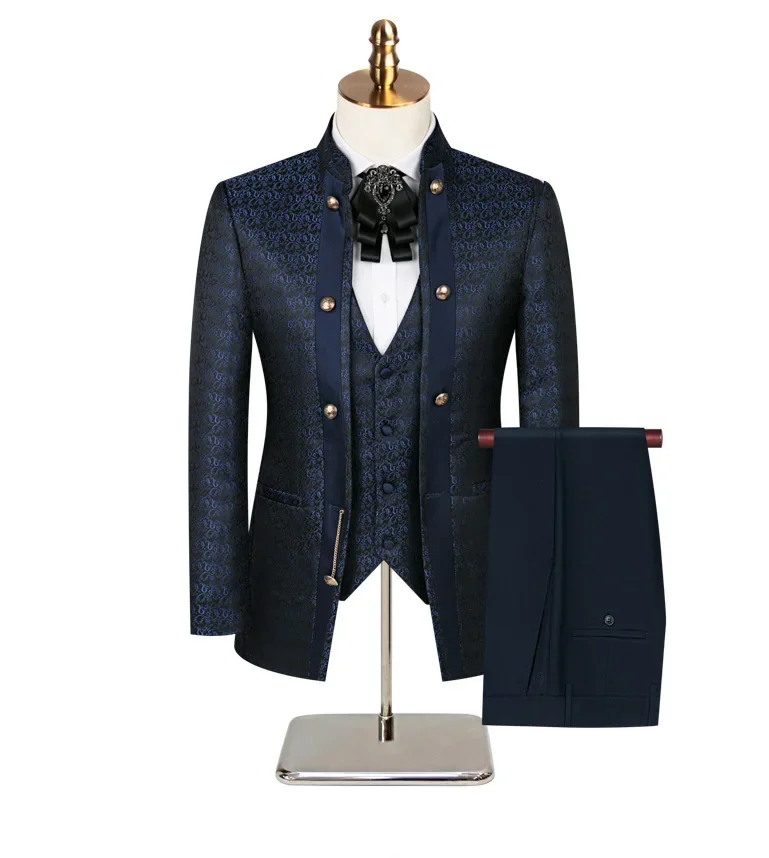Ternos de casamento modernos sob medida para homens, 2 peças, blazer, calças, tecido jacquard, formal, escritório de negócios, personalizado