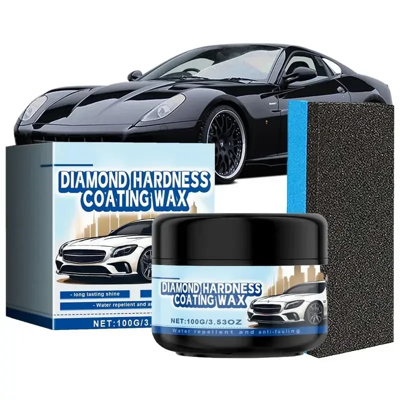 

High Gloss Car Wax Paste, Auto Polish with Sponge, Resists Water, UV Rays, Dirt Protection for Paint, 100g