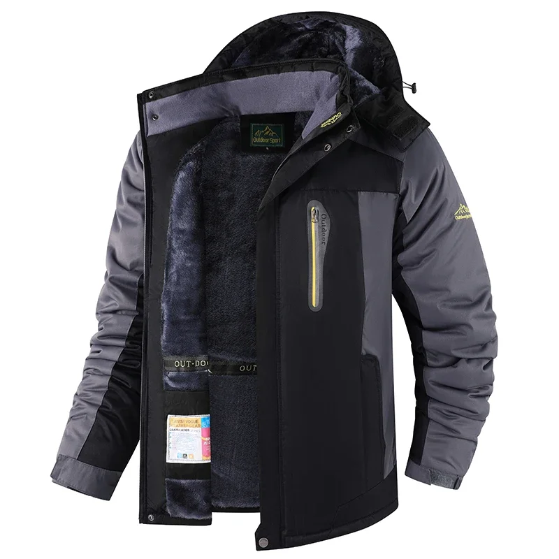 

Winter Men's Waterproof Jacket Fleece Lined Windbreaker Rain Coat Men Fishing Camping Gorpcore Warm Hooded Jackets Male Clothing