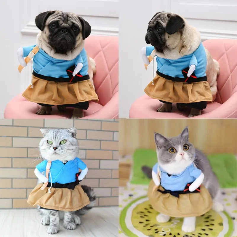 Funny Dog Costume Pet Samurai Dog Cat Halloween Party Cute Costume Clothing Special Events Photo Props Accessories