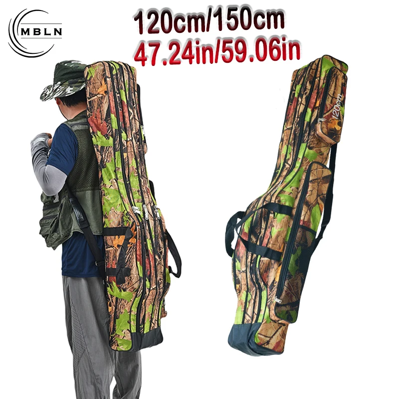 

3-слойная складная сумка для морской рыбалки большой емкости 120 см/150 см, прочный полиэстер, прочная молния, хранилище походного снаряжения