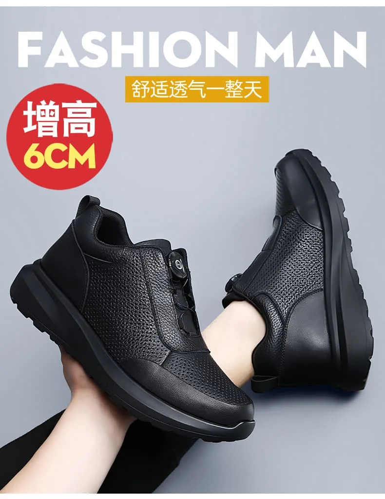 Sportliche Freizeitschuhe für Herren mit Automatikschnallen, bequeme Pendler-Schuhe, mehrlagiges Rindsleder, höhenvergrößerndes Innendesign – Detail 25