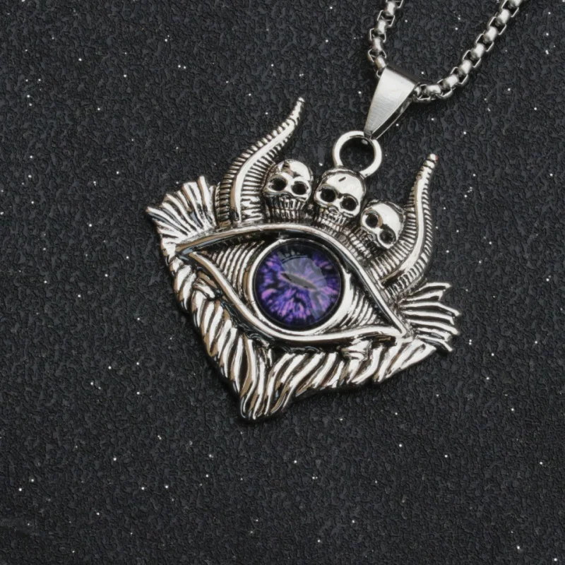 Fashion Retro Devil'S Eye Pendant Stainless Steel Necklace Men'S Babel Evil Men'S Creative Accessories