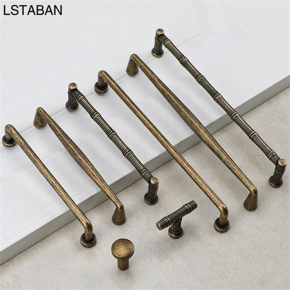 Light Luxury Bronze Kitchen Cabinet Handle Solid European Simple Drawer Door Handle Shoe Cabinet Retro Zinc Alloy Furniture Knob