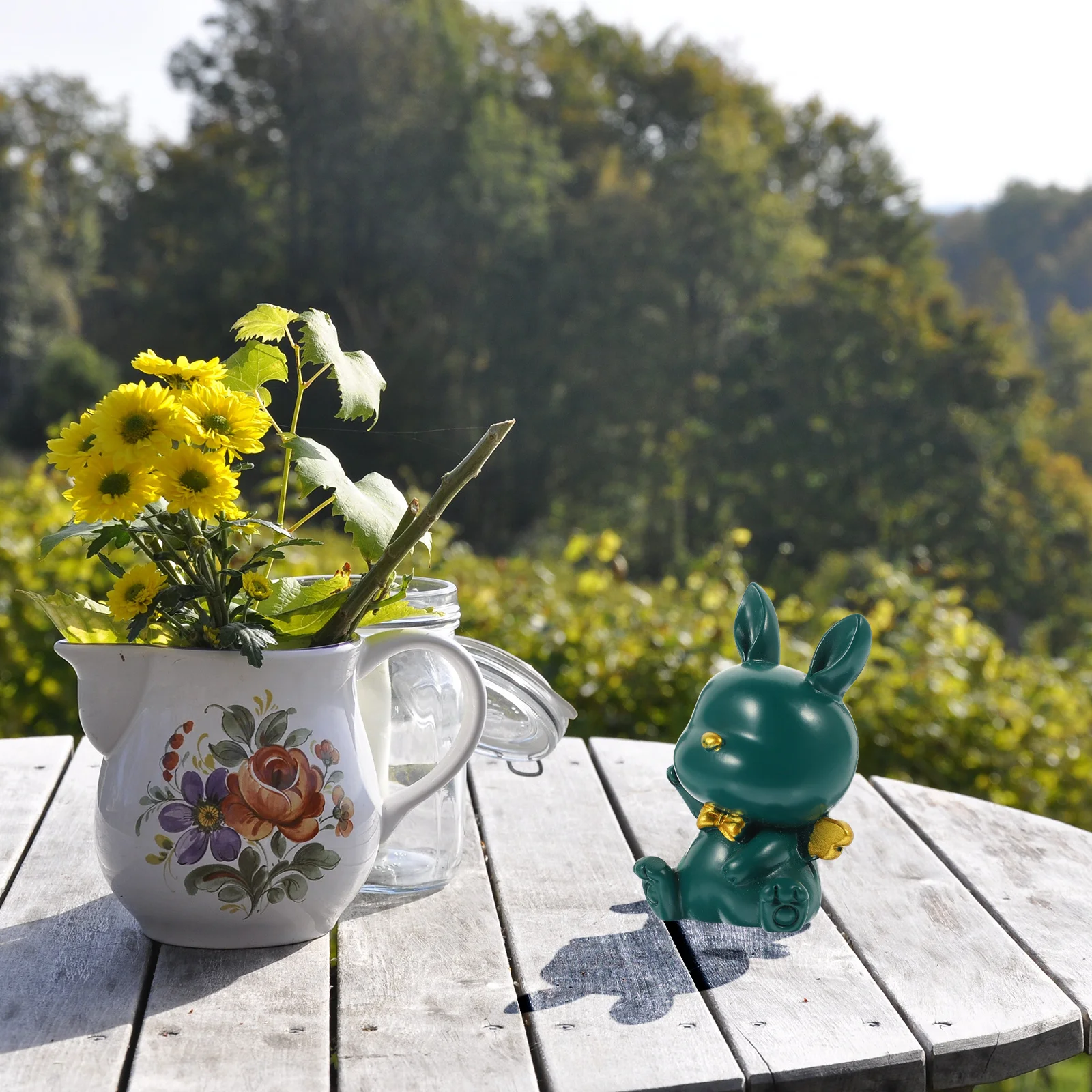 

Resin Bunny Figurines Cartoon Zodiac Rabbit Decorations for Desk Garden Micro L scaping Small Toys Lovely Statues