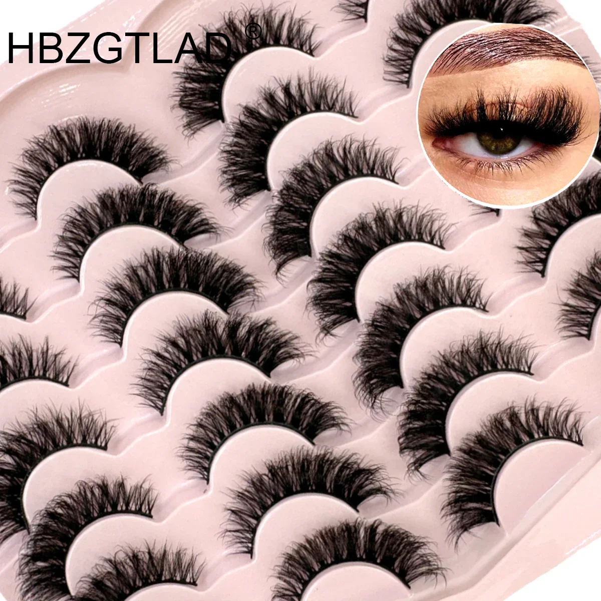 AMSDCN 14 Paar flauschige, natürliche, künstliche Wimpern, lange Wimpernverlängerungen aus Nerz, künstliche Wimpern, Schönheitsverstärkendes Wimpernset