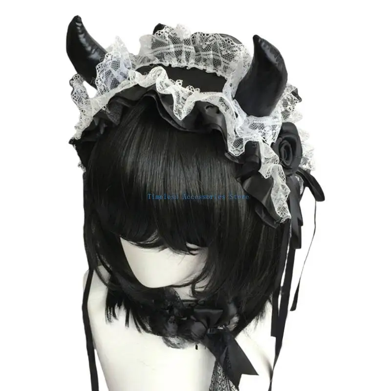 97QE Gothic Lace Hairband Gothic เครื่องแต่งกายอุปกรณ์เสริมสำหรับผู้หญิงฮาโลวีนคอสเพลย์เทศกาลดนตรี
