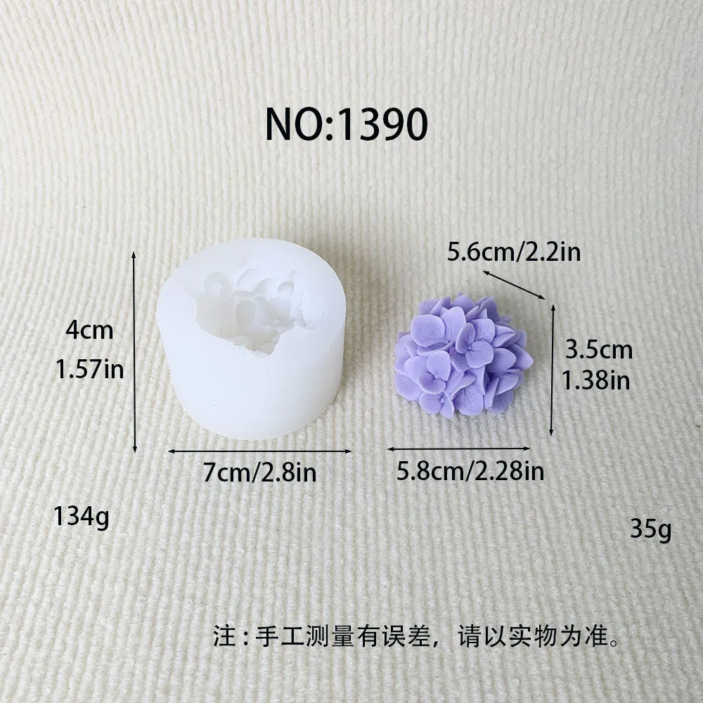 Hydrangea Flower Handmade Molds Petal Cutter Silicone Mold Cake Decoration Plant Flowers Candle Moulds Bouquet Making Clay