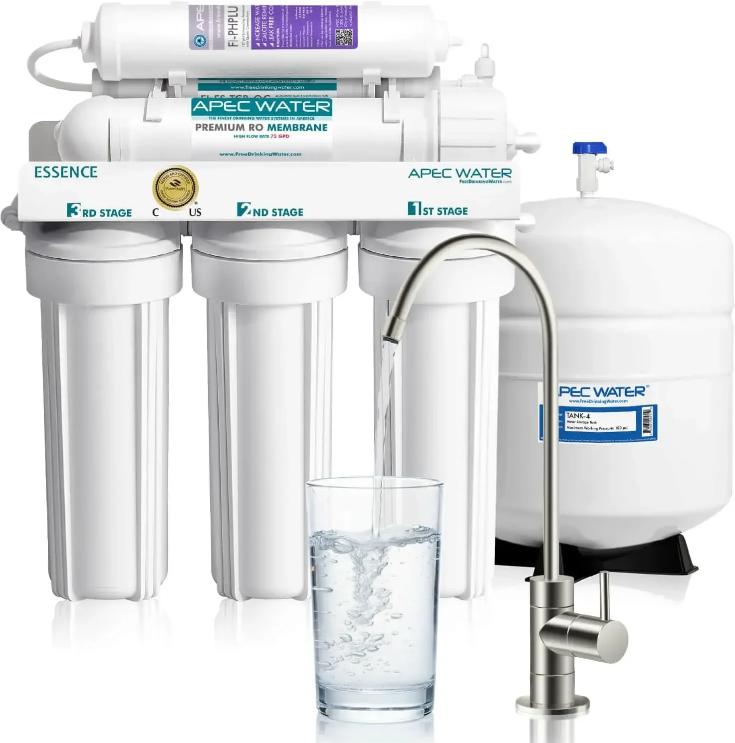 Systems ROES-PH75 Essence Series Top Tier Alkaline Mineral pH+ 75 GPD 6-Stage Certified Ultra Safe Reverse Osmosis Drinking Wate