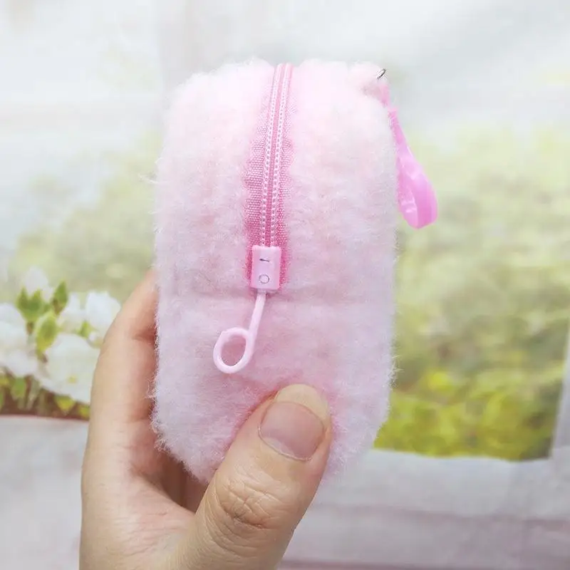 1-Piece Charming Backpack Shaped Storage Pouch Mini Coin Plush Purse Convenient Keychain Key Money Holder Pendant