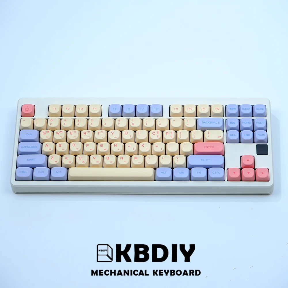 KBDiy 141 Keys/Set PBT Marshmallow Keycap KOA Profile 7U Japanese Russian Korean Keycaps for Mechanical Keyboard ISO MAC Key Cap