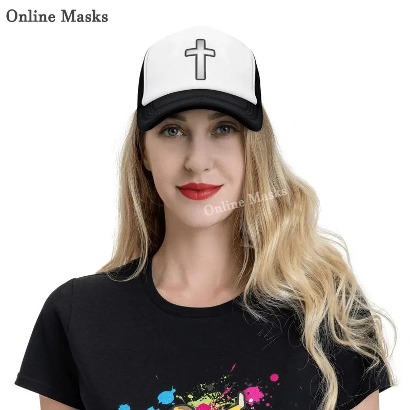 Men's Christian Jesus Cross Baseball Cap Adjustable Mesh Trucker Hat Baseball Cap Vintage Funny Dad Hat for Adult Kid 6