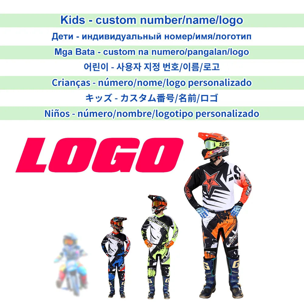 

Motocross Jersey Pants children's Motorcycle Youth racing suit Kids 6/7/8/9/10/11/12 years old custom name number LOGO printing