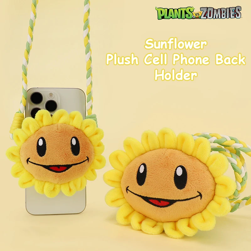 Plantes vs Zombies 2 tournesol en peluche support arrière de téléphone portable en peluche poupée jouet figurines doux tournesol porte-monnaie enfant cadeaux de noël
