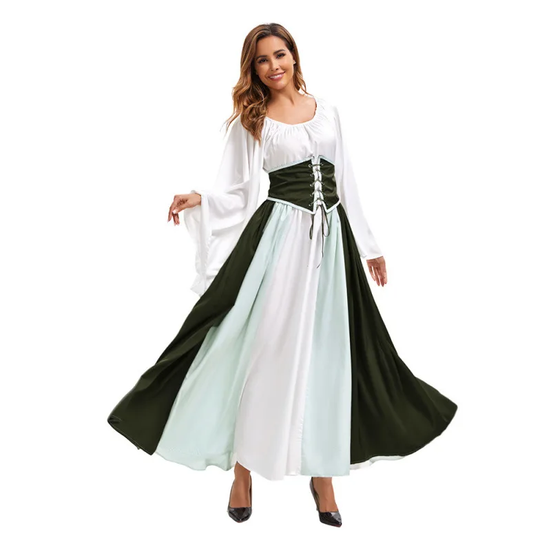 Medieval Vintage Elf Fairy Costume Women's Renaissance Style Dress Corset Suit Petticoat Pirate Maid Costume