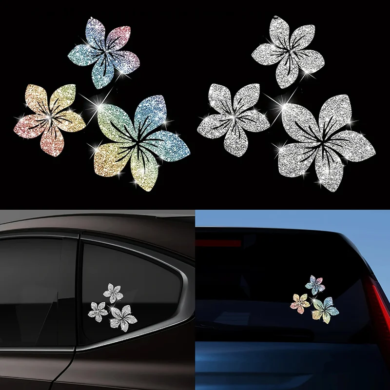 Floral Glitter Decorative Car Stickers Waterproof DlY Sticker Self Adhesive Vinyl Easy to Install for Cars, Motorcycles, Trucks