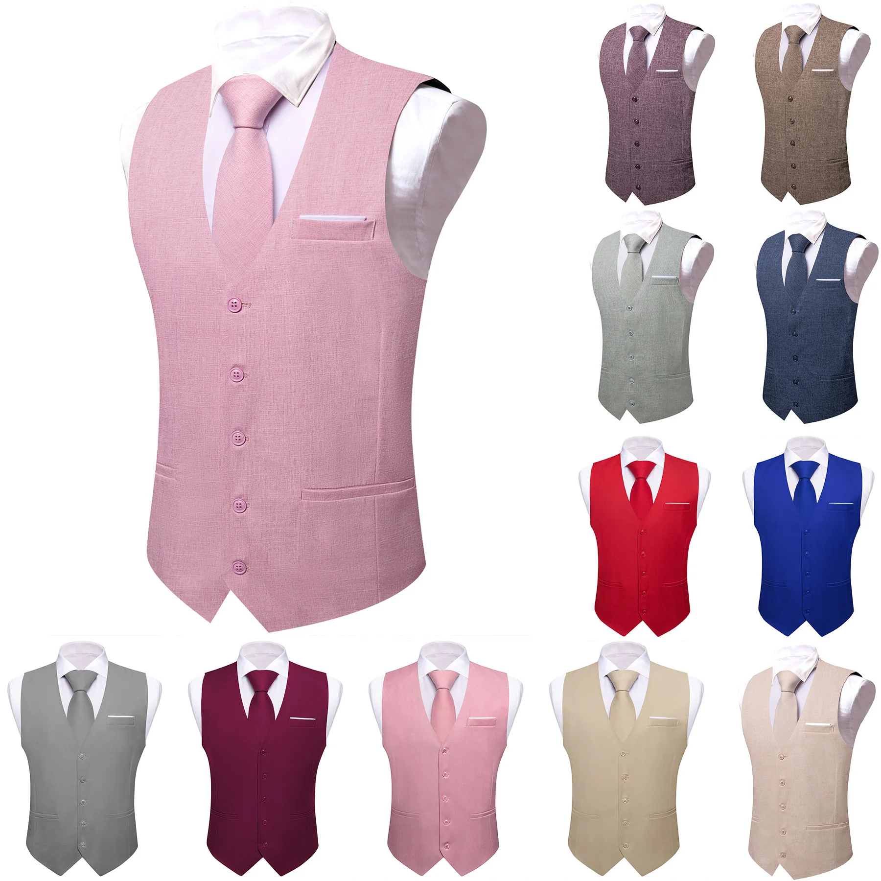 

Men's Classic Solid Color Suit Vest and Necktie Matching Set | Wedding Groom & Groomsmen Attire