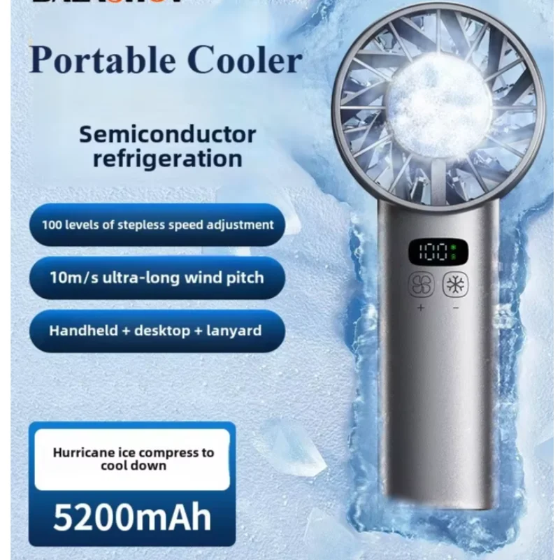 Ice compress high-speed cooling fan handheld fans USB Rechargeable portable mini fan Folding style for Travel,Camping,Outdoor