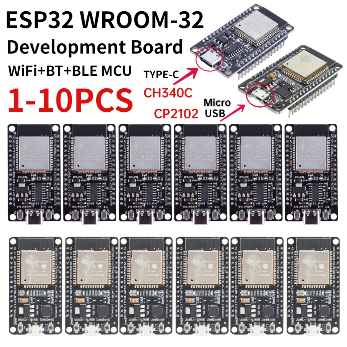 Esp32 WROOM-32 entwicklung board TYPE-C ch340c/usb cp2102 wifi + bluetooth ultra-low strom verbrauch dual core wireless modul