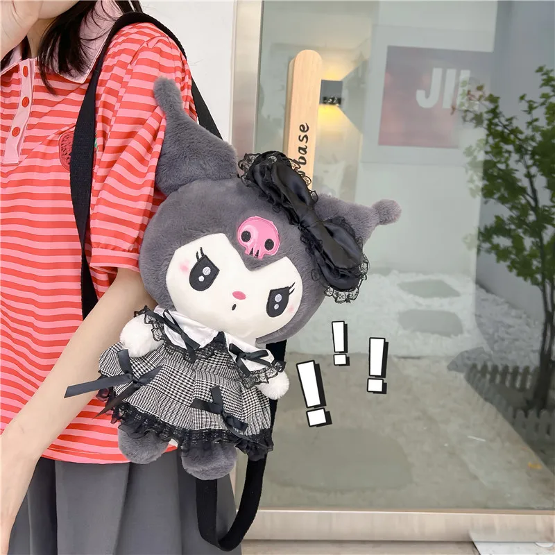 

Sanrio Backpack Cute Dark Kuromi Doll Plushies Bag Cartoon Anime My Melody Stuffed Plush Toys Girls Backpack Storage Bag Gifts