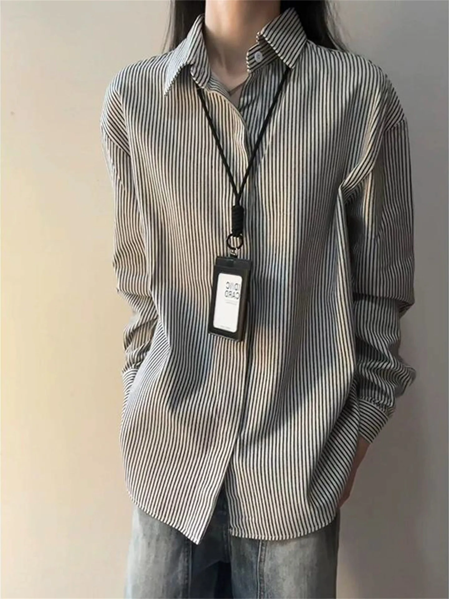 

Bla White College Sle Long Sve irt Men Women Autumn Layering Inner Wear Cleanfit Lazy Sle Jaet Youth Trend