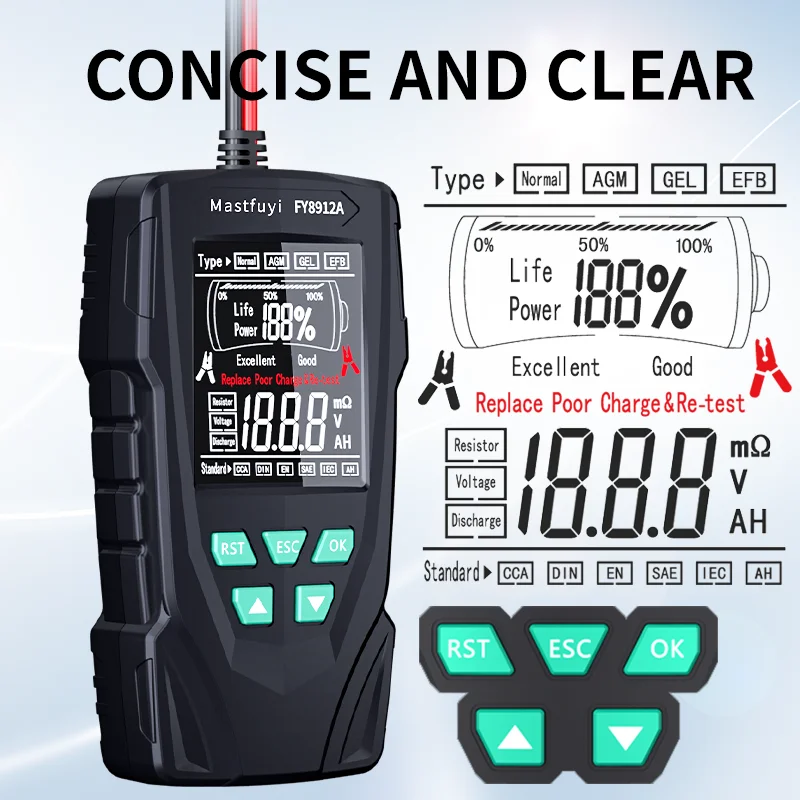 MASTFUYI Electric Battery System Tester Battery Internal Resistance Voltage Discharge Current Battery Power Lifesapn Test Meter