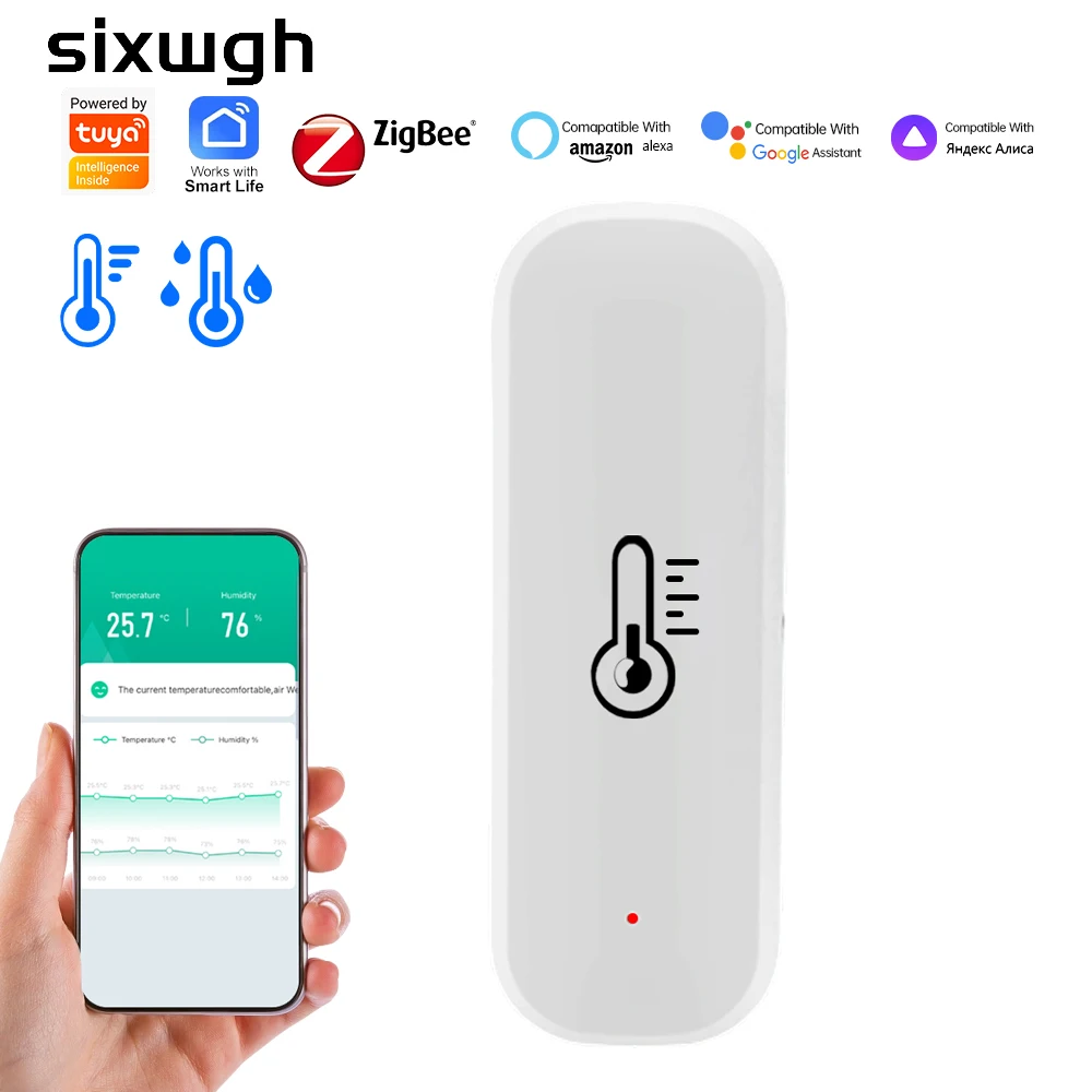 Tuya Zigbee Smart Temperature Humidity Sensor, Battery Powered Thermometer Hygrometer, Smart Scene Automation, Alexa Google Home