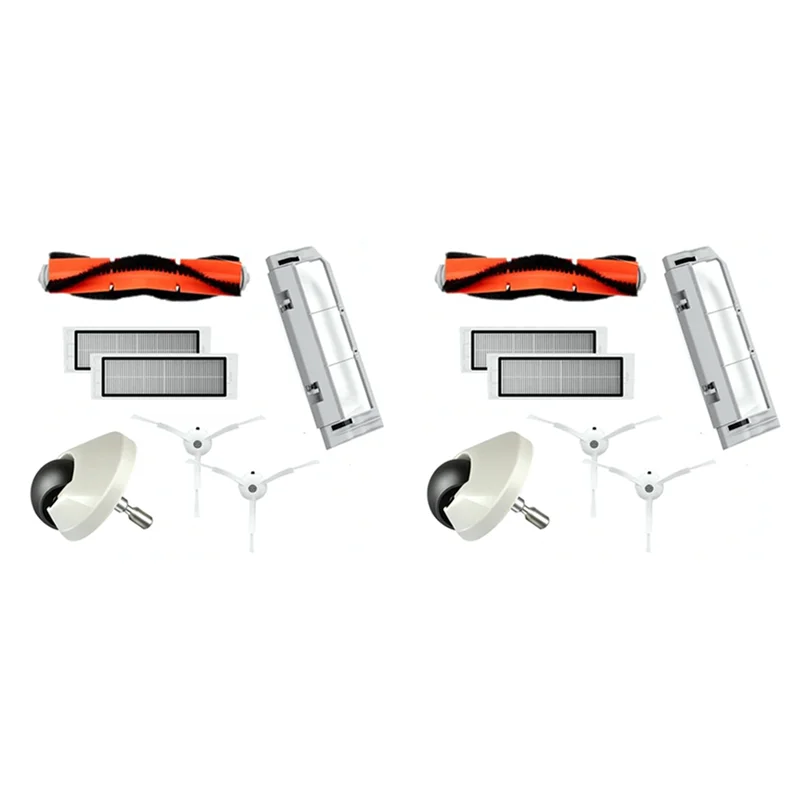 ABUD-2X สําหรับ Xiaomi Mi เครื่องดูดฝุ่นหุ่นยนต์ 1St Gen/2/1S, SDJQR01RR SDJQR02RR SDJQR03RR Roborock หลักแปรงด้านข้างล้อกรอง