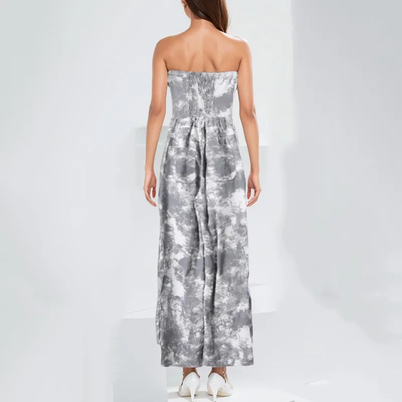 Strapless Camouflageprint Dames Jumpsuit Meerdere Zakken Strakke Taille Broek Sierlijke Mouwloze Broek Nieuw Ontwerp Op Voorraad