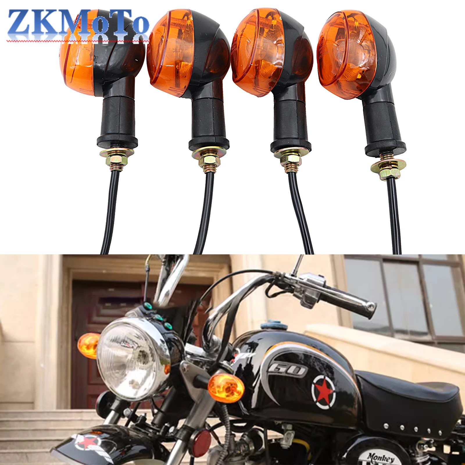 4 szt. Dla Honda Z50 Z50A Z50J Z50R akcesoria do Mini Trail małpy rower LED włączony kierunkowskaz wskaźniki motocyklowe lampka migacza