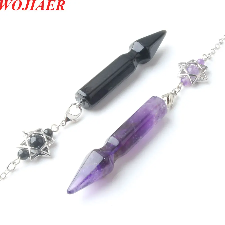 Pendulum Divination Crystal Dowsing Point Pendant Merkaba Natural Stone Quartz Pendulums Catcher Dream Wicca Pendulo BO944