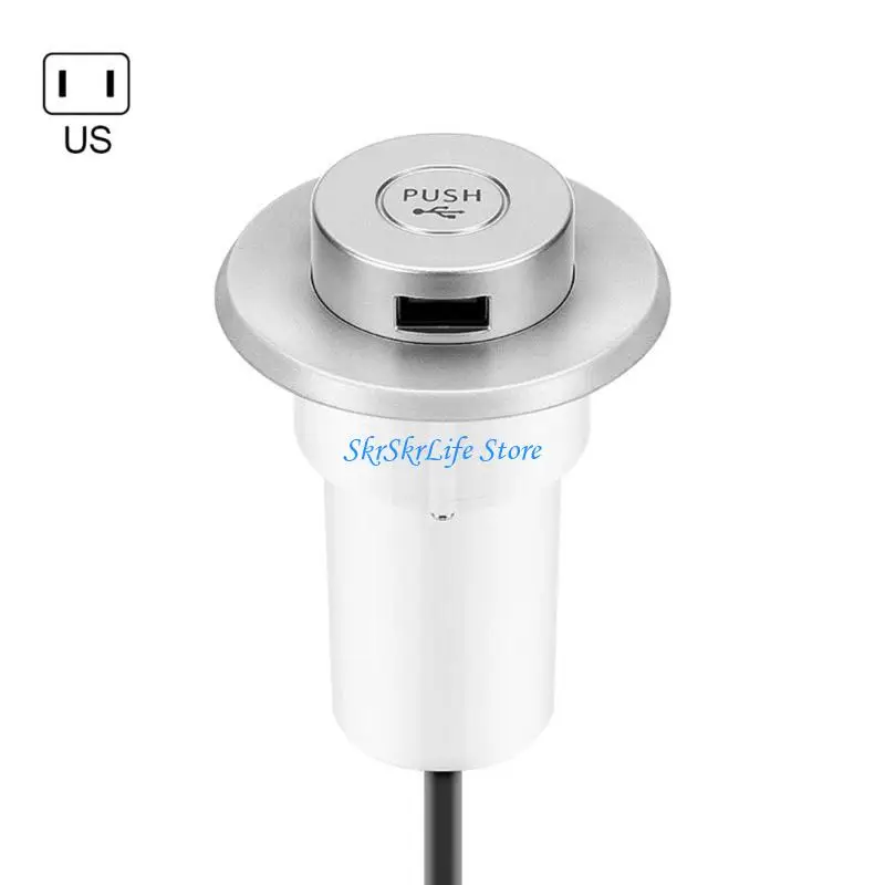 E65E 3 Ports Desktop USB Desk Hole Embedded Lifting Extension USB Hub
