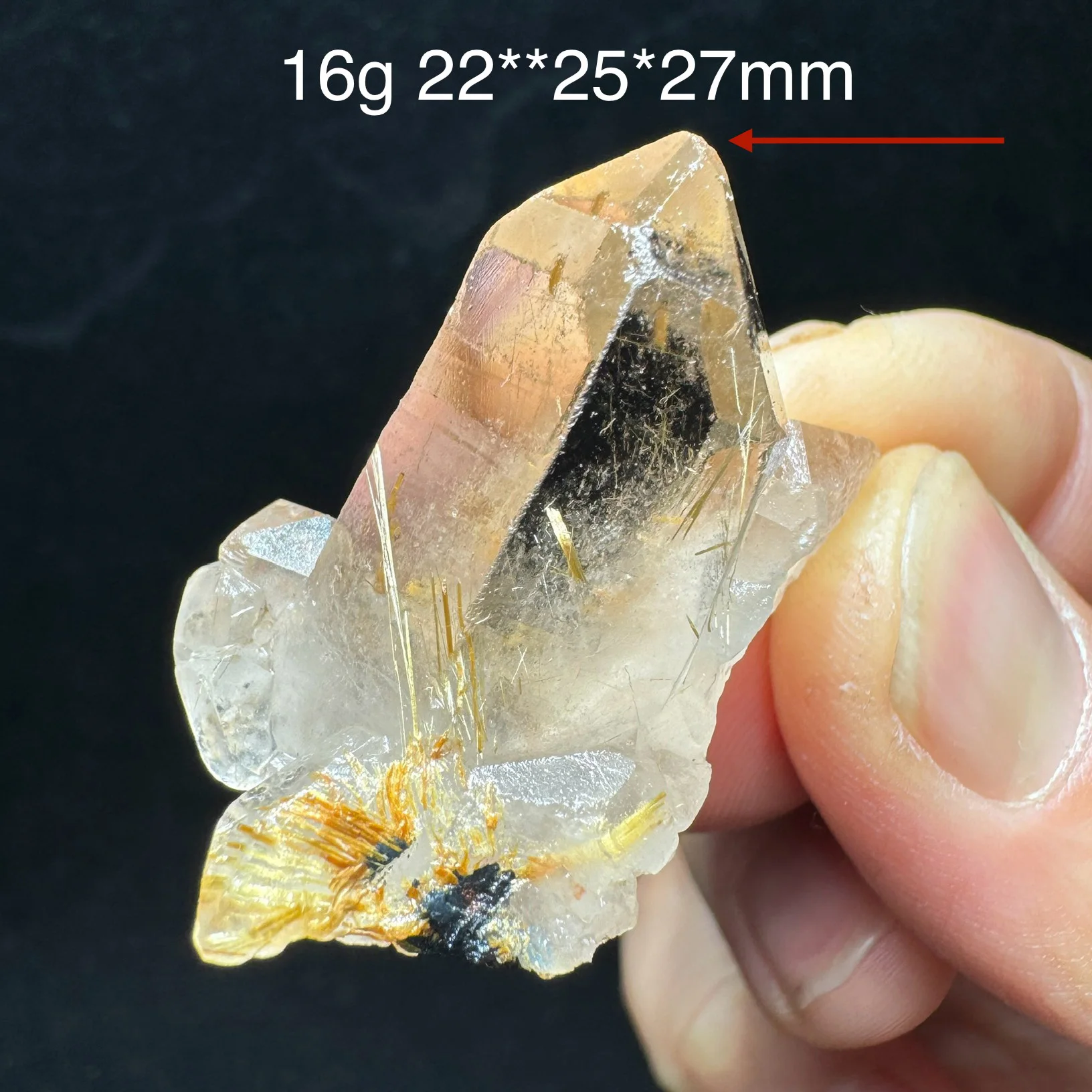 Natural Gold Rutilated Quartz Hair Crystal Mineral Energy Reiki Healing Stone Home Desk Decor