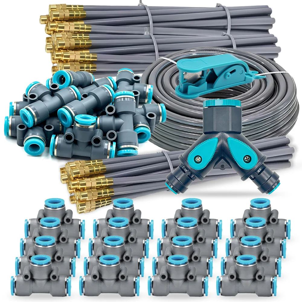 Mangueira Flexível 5/8mm 360° °   Conjunto de Irrigação com Bico de Latão Ajustável Rotativo, Conexão Rápida, Atomização Automática para Rega de Jardim