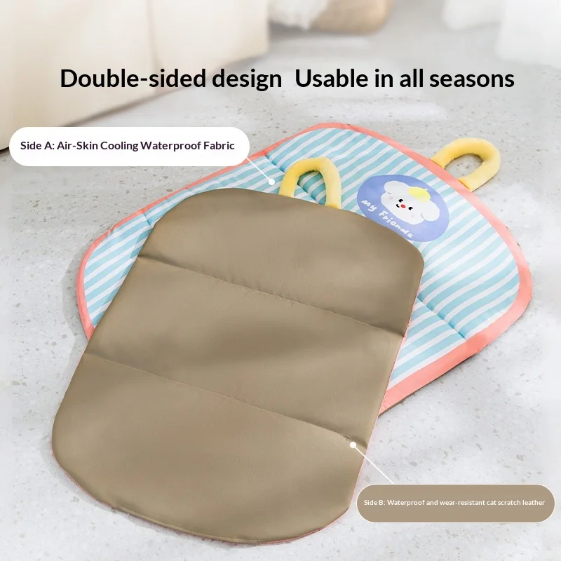 Portable Foldable Double Sided Pet Summer Cooling Pad Waterproof Anti-dirty Washable Non Slip Sleeping Mat Small Medium Dogs  ﻿