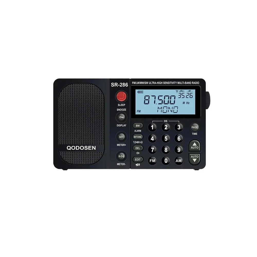 ANYSECU QODOSEN Radio SR-286, penerima Radio gelombang pendek sensitivitas tinggi Chip FM/LW/MW/SW