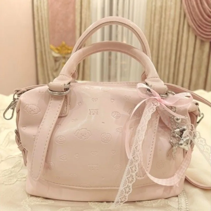 

JIAERDI Sweet Cute Pink Cartoon Print Tote Bag Women Leather Large Capacity Shoulder Bag Ladies Daily Casual Crossbody Bags 2025