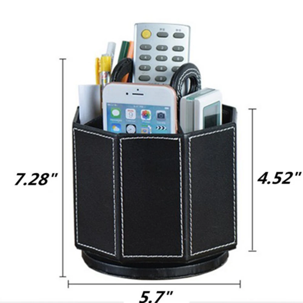 Imagem -04 - Couro Rotatable Suporte de Controle Remoto Creative Desktop Storage Box Cesta para tv Telefone Óculos Caneta pu