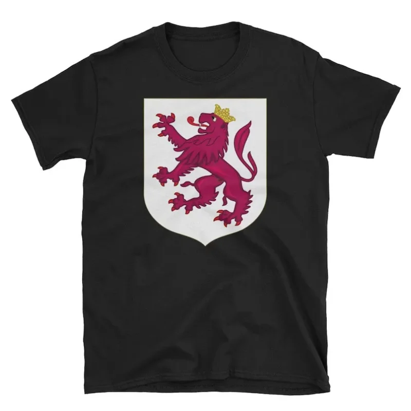 Camiseta con escudo de heráldica Medieval de escudo de armas de Leon, camisetas gráficas de anime para hombres, ropa para mujeres, camisetas de alta calidad 100% de algodón Sho