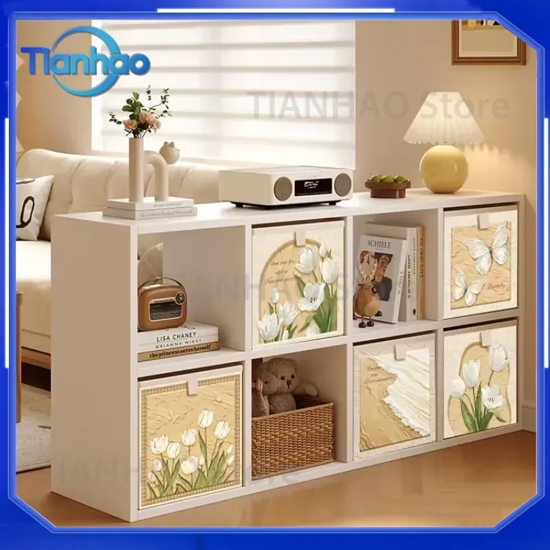 Foldable Cream Style Fabric Storage Box with Large Capacity for Home Thick Clothes Toys Organizer Container