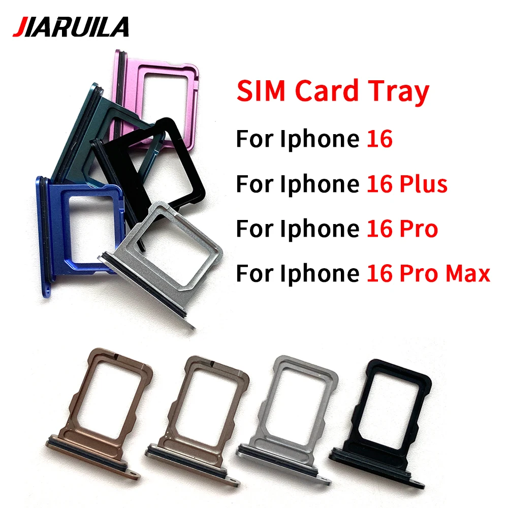 10Pcs，Dual Sim Card Tray Slot For Iphone 16 Plus / For Iphone 16 Pro Max Nano Micro SD Holder Parts