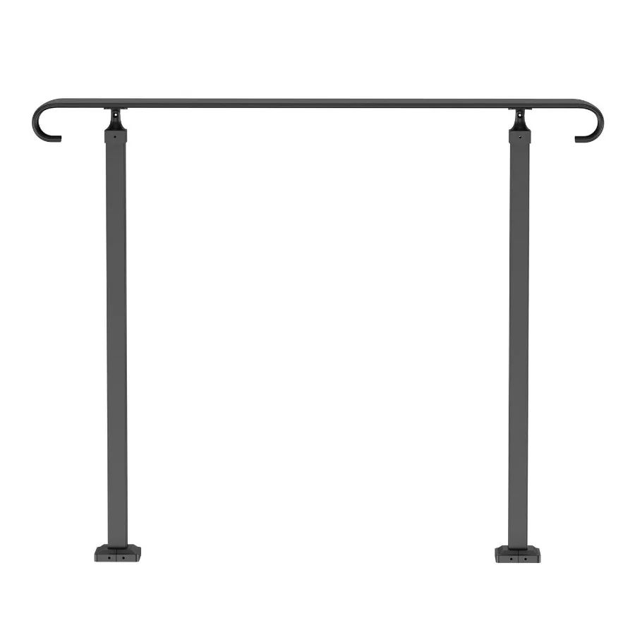 Handrails for Outdoor Steps Adjustable Wrought Iron Handrail Black Transitional Railing for Concrete or Wooden Stairs Fit 1-3 S