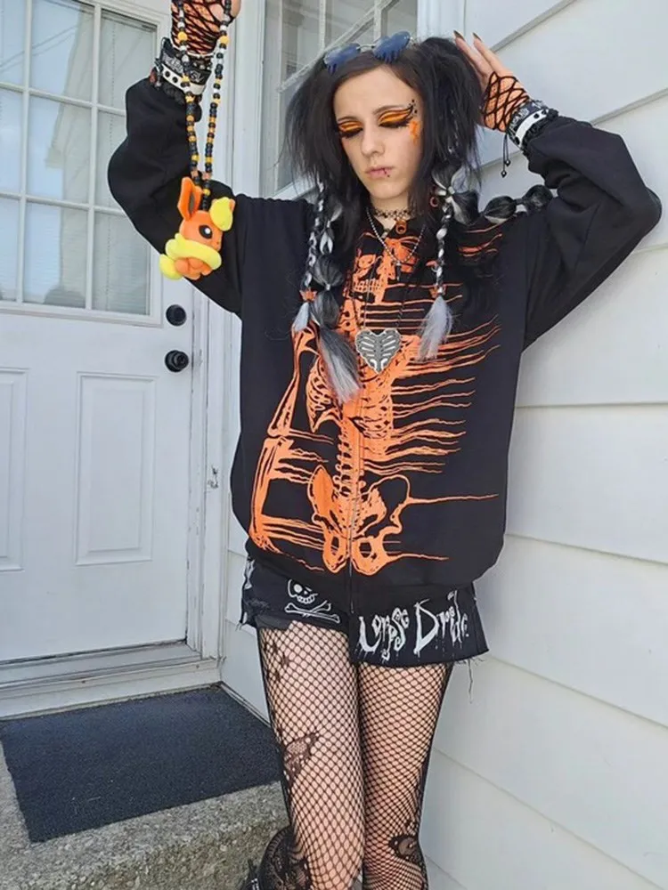 

Women's Fashion Casual Printed Sweatshirt Long Sleeve With Pocket Cardigan Zipper Hoodie Sweatshirt Casual Coat