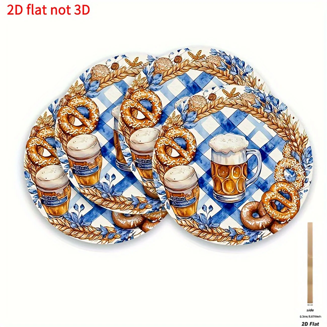 4-piece set - wooden placemat, anti slip and heat-resistant, desktop protection, dining table decoration, restaurant gift