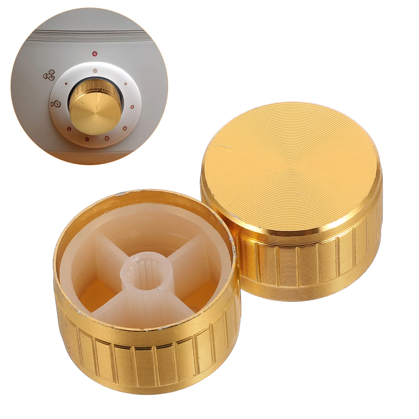 

2 pcs Universal Knobs Replacement For Electric Stove Temperature Control Dial Durable Abs Metal Easy Install Oven Control Switch