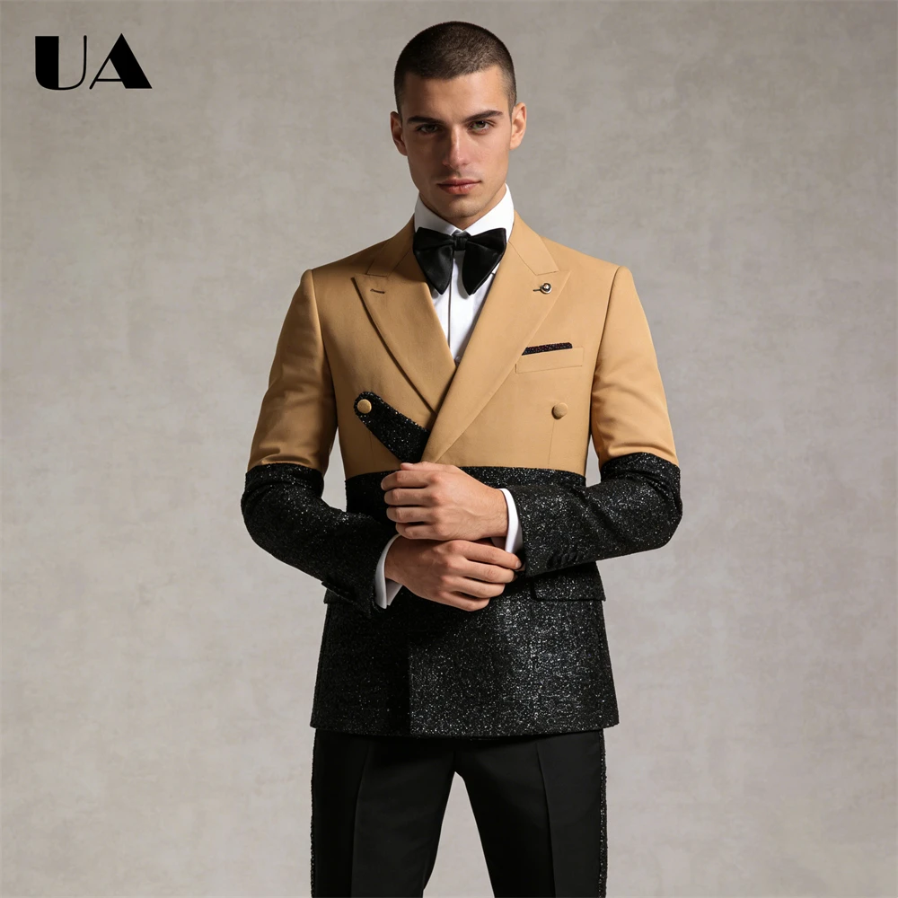 Men Suit Set Shiny Jacket Pants Set, Formal Occasion Dresswear for Man, Plus Size Big Man Suit Tuxedo Customized Colors