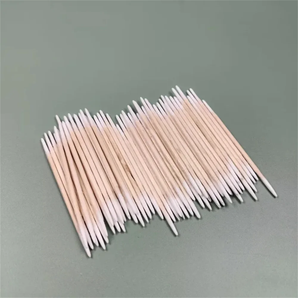 100/300 PCS/Ear Care Clean Wood Handle Pointed Tip Head Cotton Semi Permanent Eyebrow Eyelash Tattoo Thread Beauty Makeup Remove